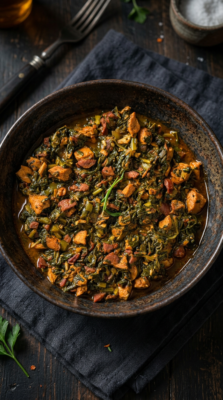 Chicken and collard green gumbo